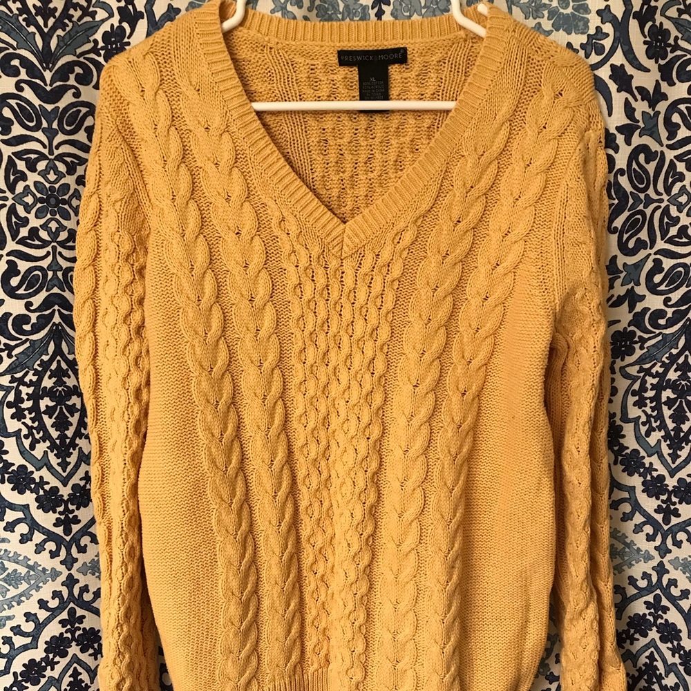 Like New Canary Colored Cableknit Sweater